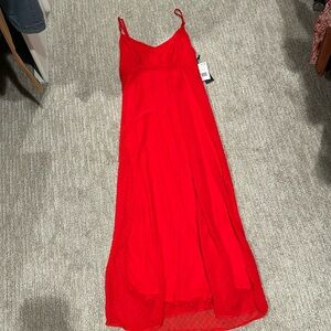 Red maxi dress, dot and ruffle detail, size small, never worn